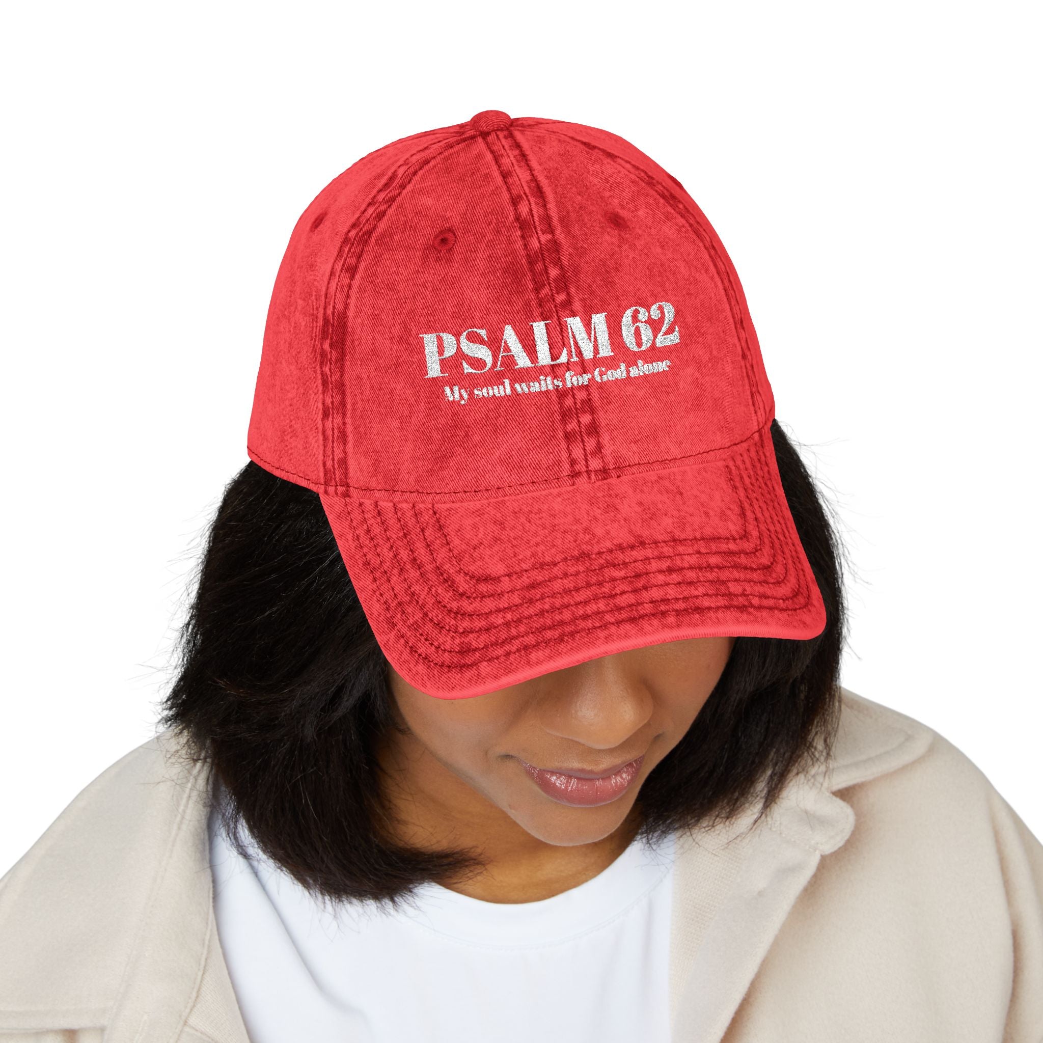 Psalm 62 Vintage Embroidered Cap – Distressed Faith Baseball Hat