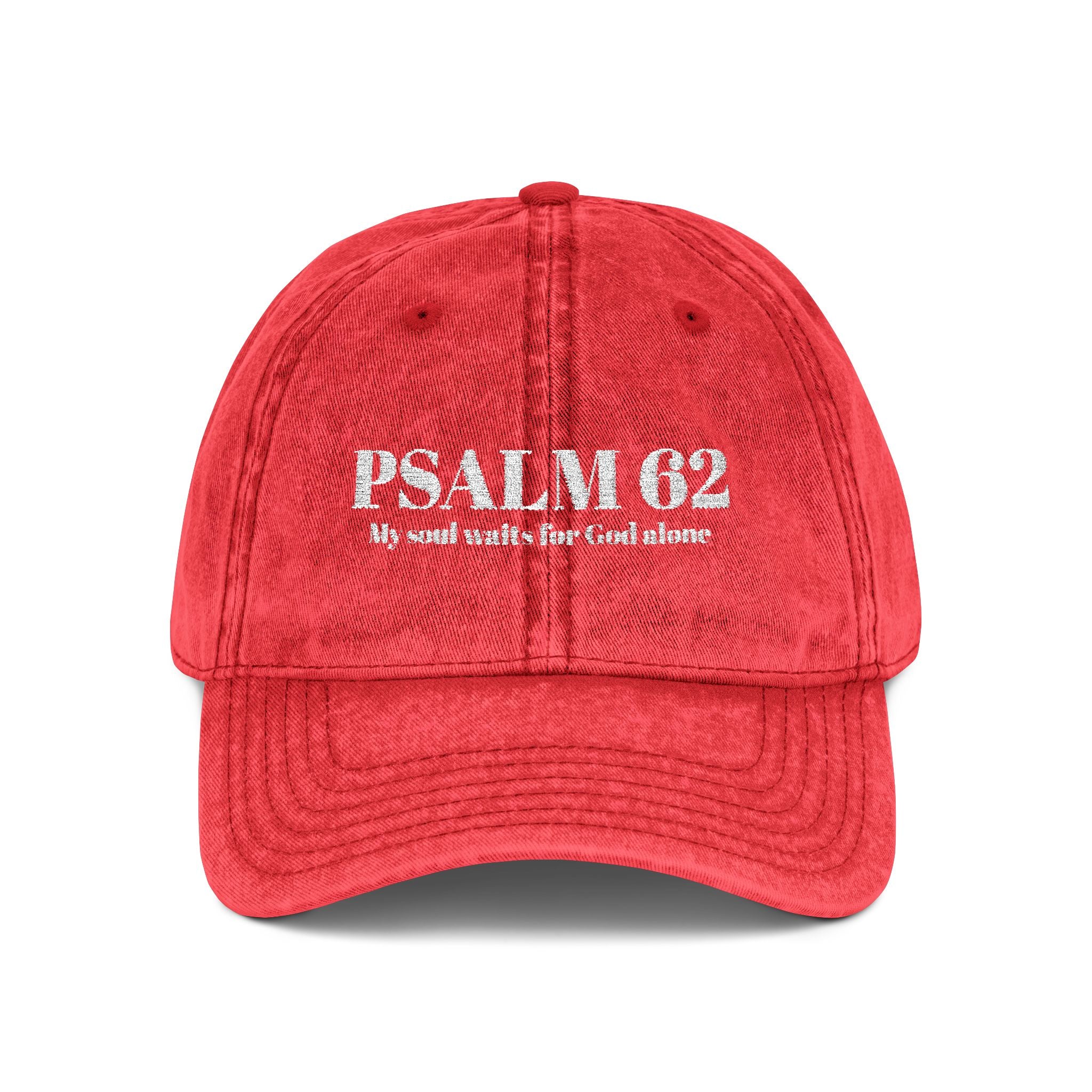 Psalm 62 Vintage Embroidered Cap – Distressed Faith Baseball Hat